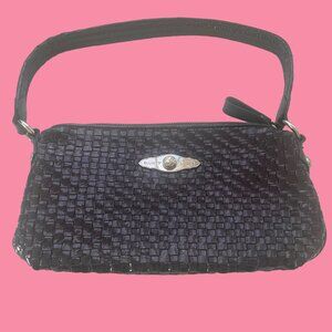 Elliott Lucca Purple Woven Leather Wristlet Purse With Zipper Closure & Interior